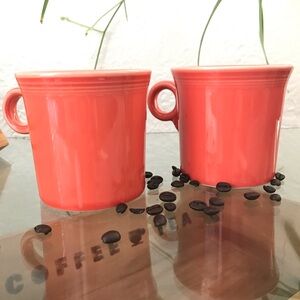 Fiestaware Ring Handle Tom and Jerry Mug Pair, Retired Persimmon Color